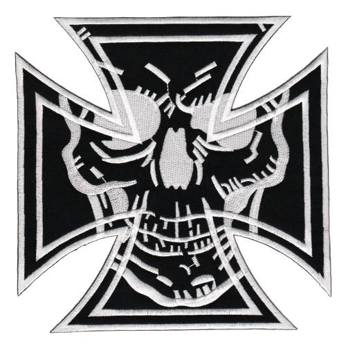 #Backpatch #23 Totenkopf Eisernes Kreuz Biker Rückenaufnäher Back Patch Groß 18 x 18 cm