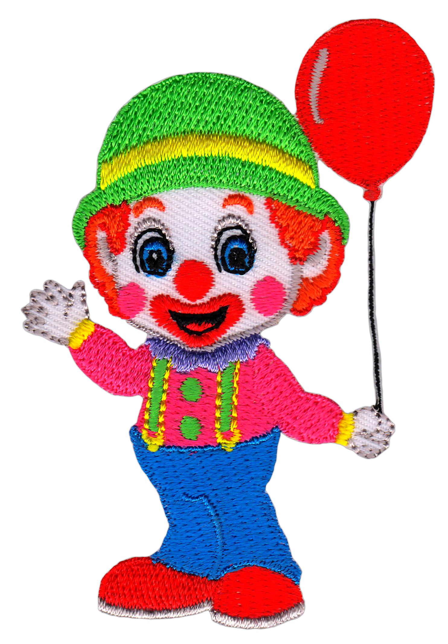 #ab69 Happy Clown with red balloon patch iron-on application patch size 6.0 x 8.5 cm