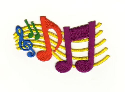 #aa13 Treble Clef Music Notes Patch Iron-On Application Size 7.4 x 5.0 cm