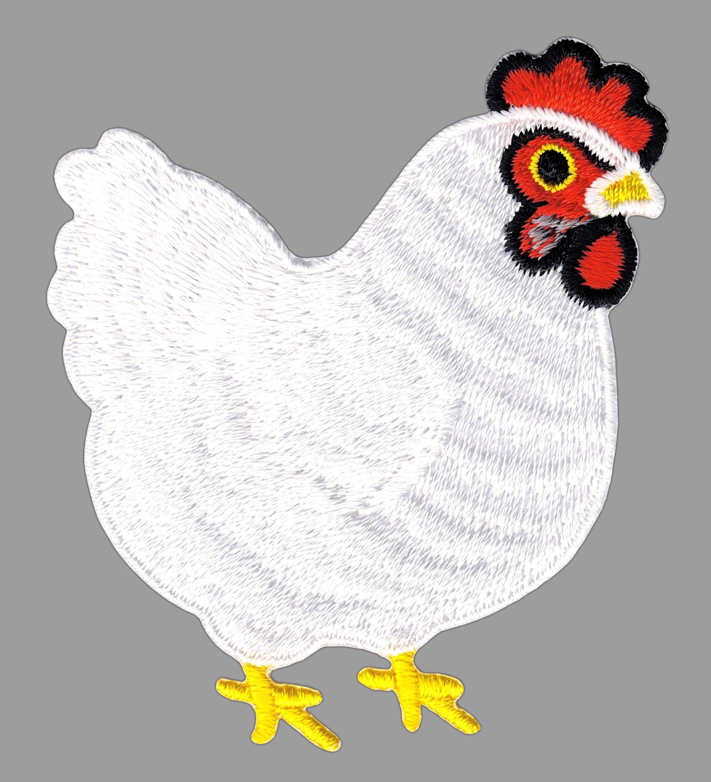 #ak91 Henne Weiß Huhn Vogel Aufnäher Bügelbild Applikation Patch Größe 5,6 x 6,8 cm - 0