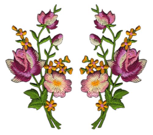 #ac17 Flowers Set of 2 Patches Iron-On Patch Application Size of each patch 5.5 x 11.0 cm