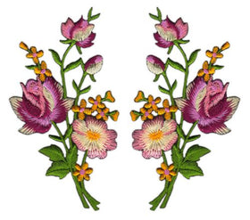 #ac17 Flowers Set of 2 Patches Iron-On Patch Application Size of each patch 5.5 x 11.0 cm
