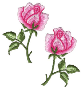 #ak06 Rose Pink Set of 2 Patches Iron-On Patch Application Size of each patch 4.5 x 7.2 cm