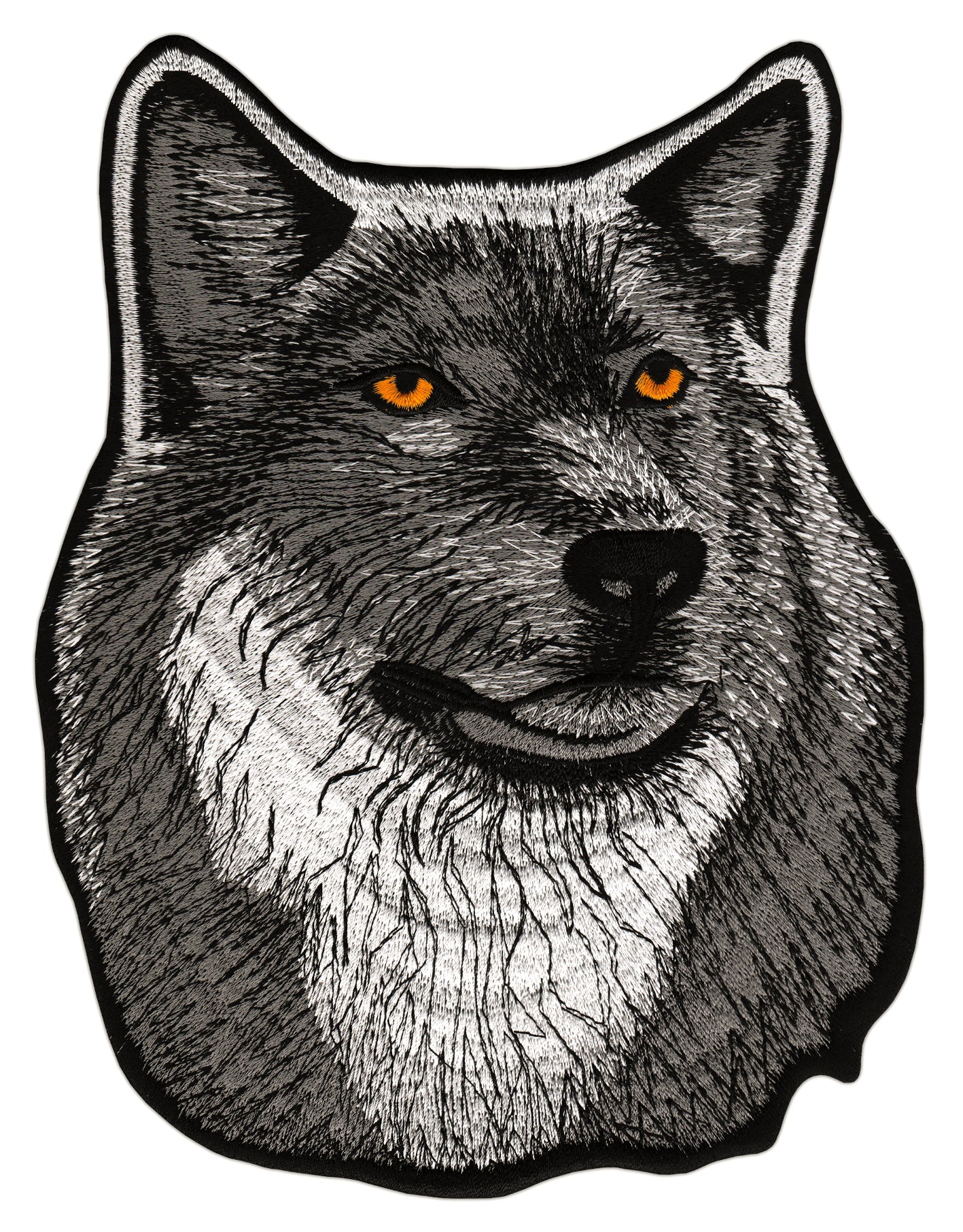 #Backpatch #66 Wolf Grey Dog Center Patch Biker Cowl Back Patch Large 17.8 x 23 cm