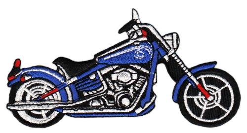 #ac50 Chopper Motorcycle Blue Biker Patch Iron-On Application Size 11.0 x 5.8 cm