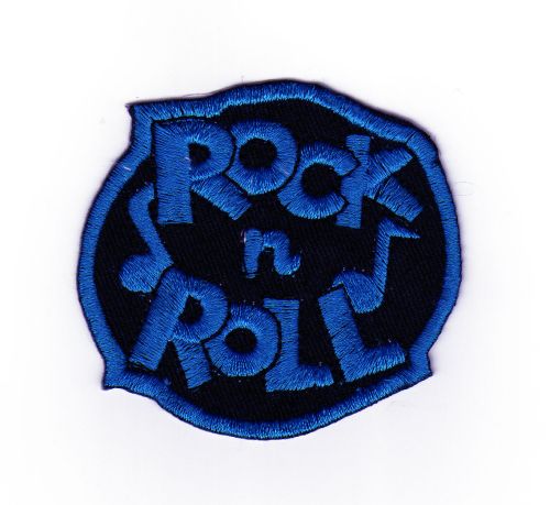 #ac25 Rock N Roll Blue Rockabilly Music Patch Iron-On Application Size 6.8 x 6.3 cm