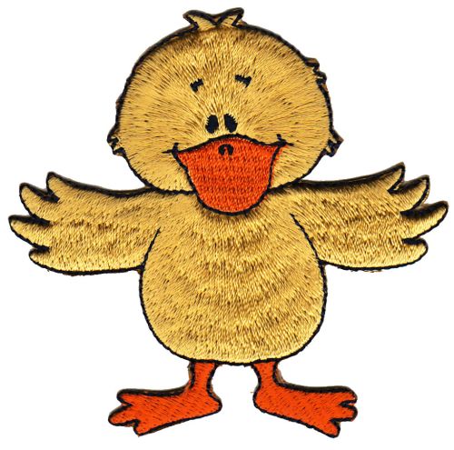 #ad25 Ente Beige Tier Vogel Kinder Aufnäher Bügelbild Applikation Flicken Patch Größe 8,1 x 7,9 cm