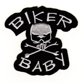 #ad84 Biker Baby Skull Patch Applique Iron-On Patch Size 8.8 x 8.3 cm