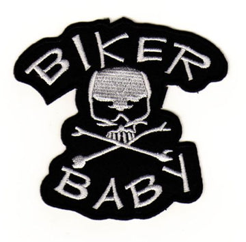 #ad84 Biker Baby Totenkopf Skull Aufnäher Kutte Applikation Bügelbild Patch Größe 8,8 x 8,3 cm