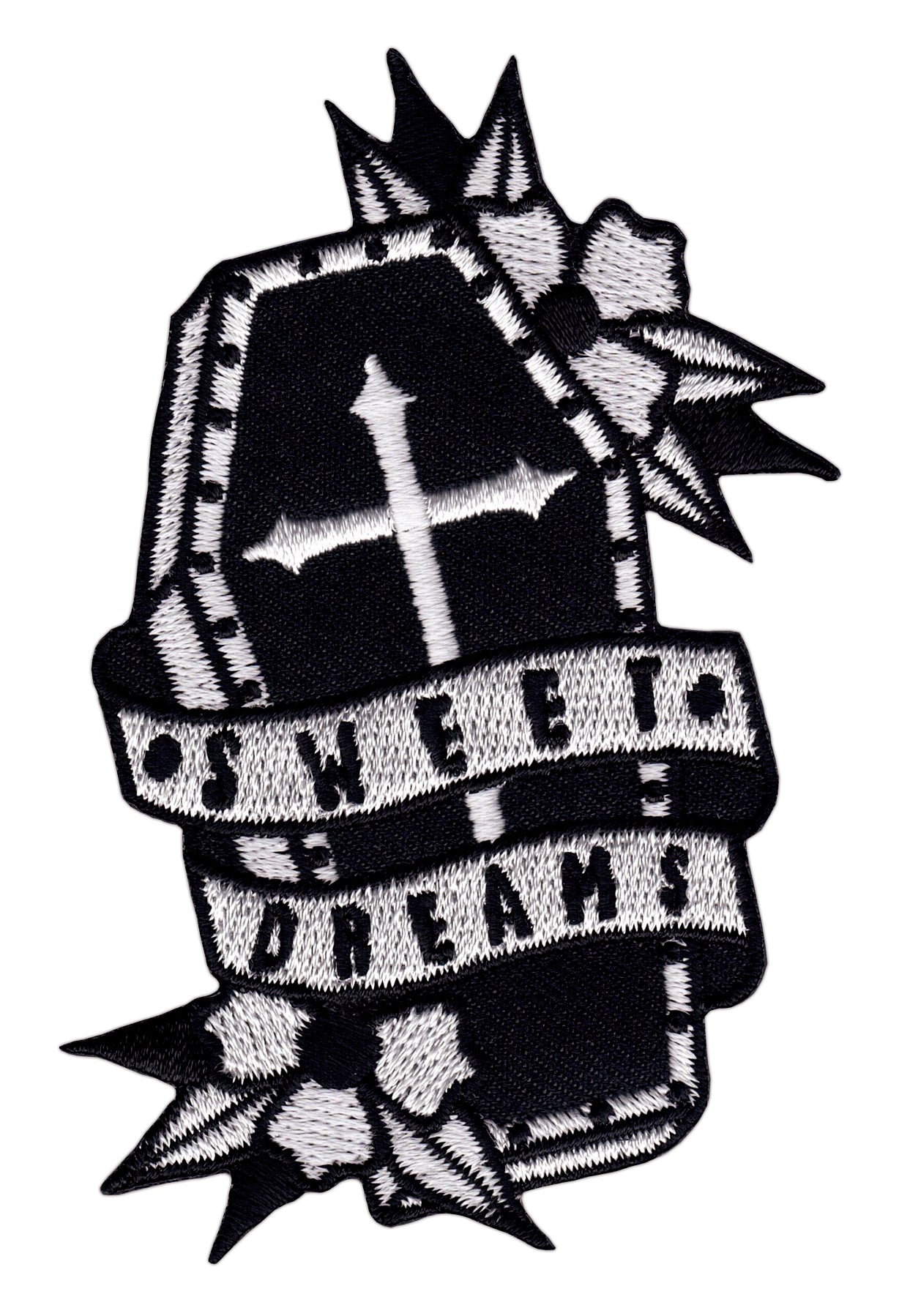 #af90 Coffin Cross Sweet Dreams Patch Application Iron-On Patch Size 5.5 x 9.0 cm