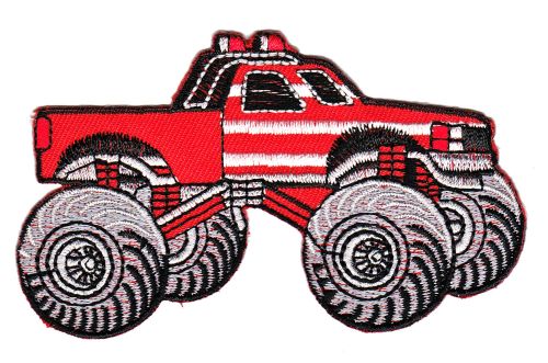 #as27 Monstertruck Rot Aufnäher Bügelbild Aufbügler Applikation Patch Größe 10,0 x 5,8 cm