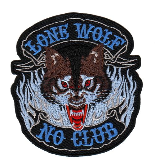 #ac42 Lone Wolf No Club Biker Aufnäher Patch Bügelbild Applikation Größe 8,8 x 9,5 cm