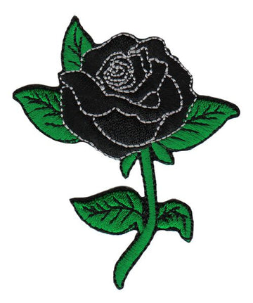 #ah13 Rose Black Flower Patch Iron-On Applique Patch Size 6.5 x 7.8 cm
