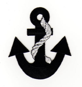 #af46 Anchor Black Rockabilly Ship Anchor Patch Application Iron-On Patch Size 6.0 x 7.0 cm