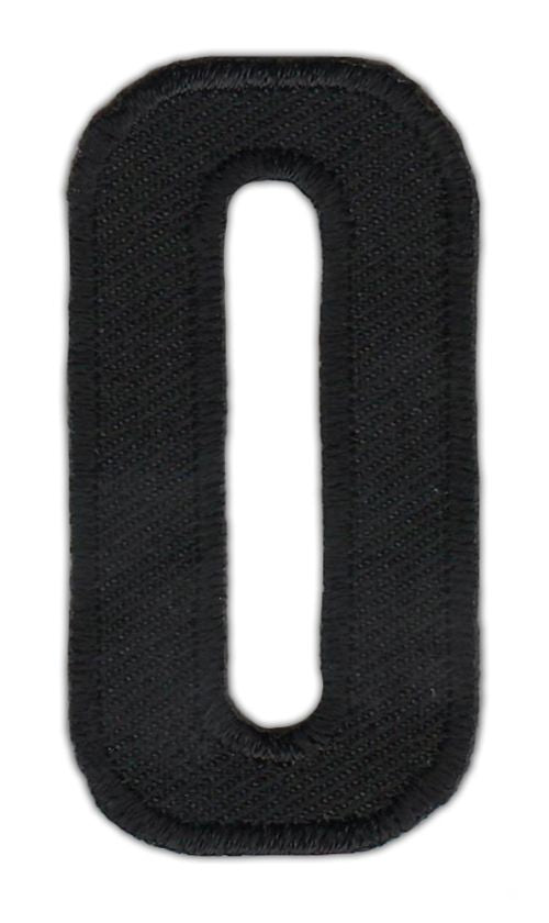 #as38 Number Zero Black Number 0 Patch Iron-On Application Patch Size 2.5 x 5.0 cm