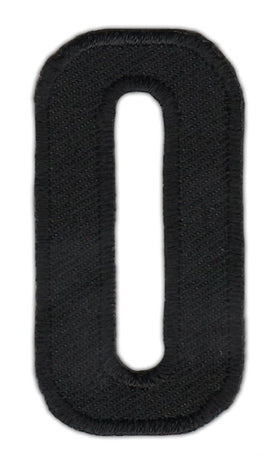#as38 Number Zero Black Number 0 Patch Iron-On Application Patch Size 2.5 x 5.0 cm