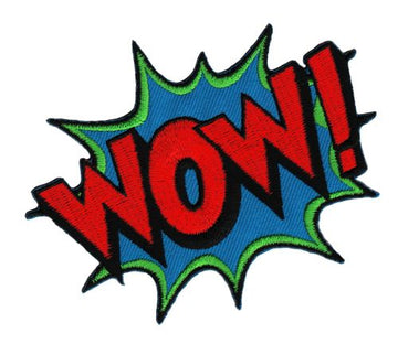 #ab84 WOW ! Comic Sprechblase Aufnäher Applikation Patch Bügelbild Größe 10,0 x 8,0 cm