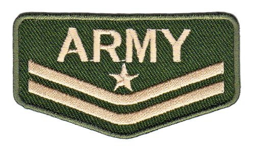 #as03 Army Badge Star Stripes Khaki Green Iron-On Applique Patch Size 7.4 x 4.0 cm