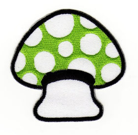 #ac81 Mushroom Green Patch Children Iron-On Application Patch Size 6.5 x 6.8 cm