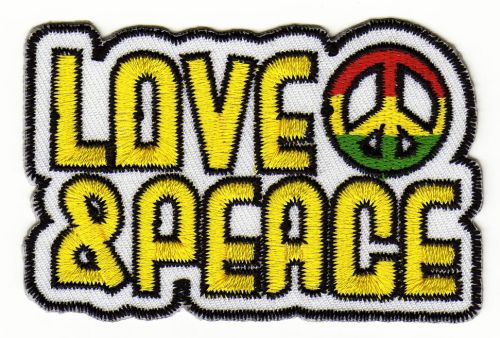 #ab58 Love Peace Reggae Aufnäher Patch Bügelbild Applikation Größe 7,6 x 5,0 cm