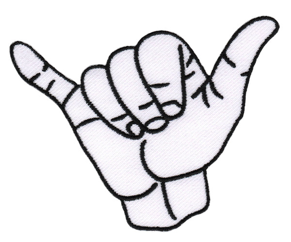 #af35 Shaka Zeichen Handzeichen Aufnäher Applikation Bügelbild Patch Größe 8,3 x 6,6 cm
