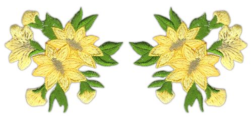 #af12 Blumen Gelb Set 2 Stück Aufnäher Bügelbild Patch Applikation Größe je Aufnäher 6,0 x 5,5 cm