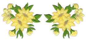 #af12 Blumen Gelb Set 2 Stück Aufnäher Bügelbild Patch Applikation Größe je Aufnäher 6,0 x 5,5 cm