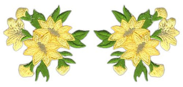 #af12 Flowers Yellow Set of 2 Patches Iron-On Patch Application Size of each patch 6.0 x 5.5 cm