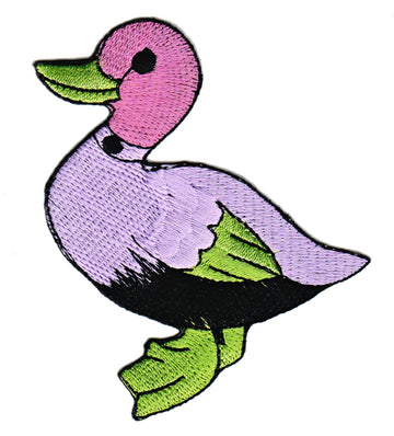 #bk77 Ente Stockente Vogel Lila Aufnäher Bügelbild Applikation Patch Größe 8,4 x 6,6 cm