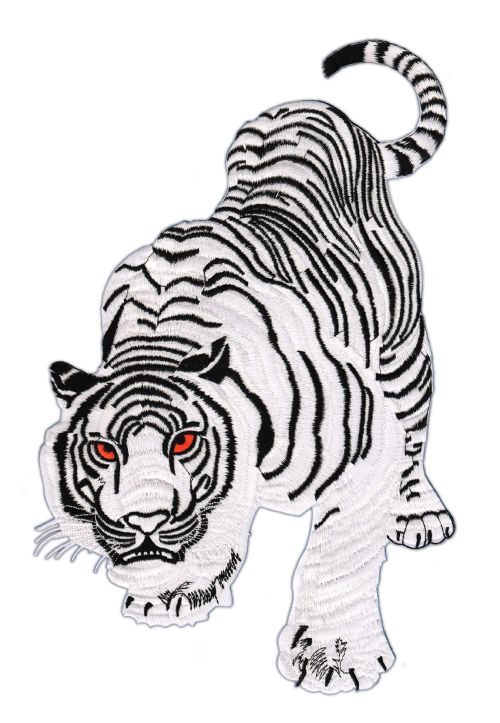 #Backpatch #42 Tiger Weiß Raubkatze Rückenaufnäher Back Patch Groß 18 x 29 cm