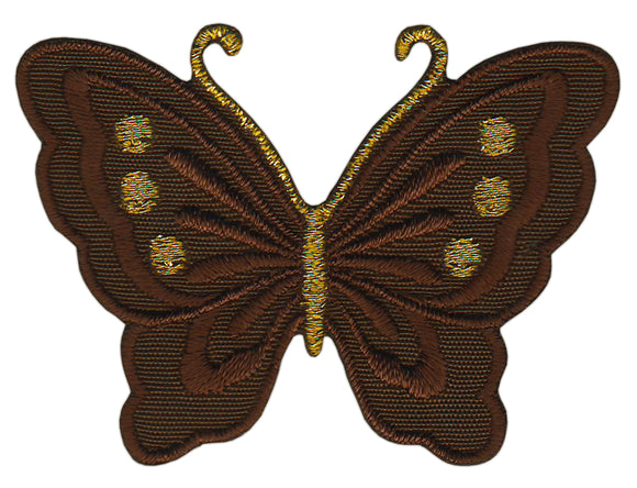 #bk57 Schmetterling klein Braun Aufnäher Bügelbild Applikation Aufbügler Patch Größe 5,2 x 3,7 cm