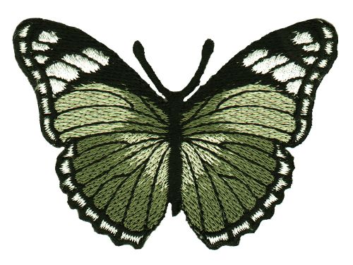 #ae46 Schmetterling Armee Grün Aufnäher Butterfly Applikation Bügelbild Flicken Patch Größe 7,5 x 5,0 cm