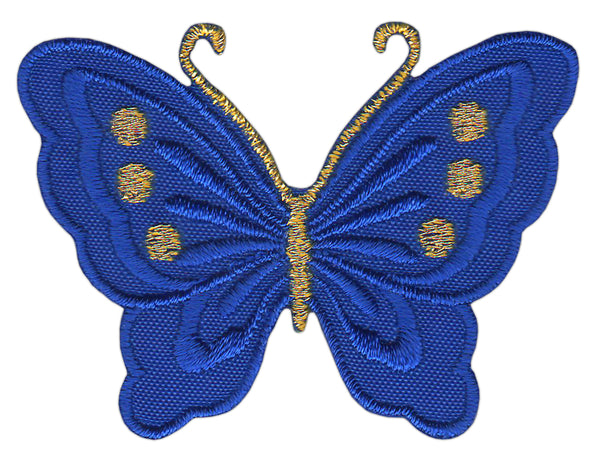 #bk47 Schmetterling klein Dunkelblau Aufnäher Bügelbild Applikation Aufbügler Patch Größe 5,2 x 3,7 cm