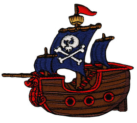#ag03 Pirate Ship Patch Iron-On Application Patch Size 8.2 x 7.0 cm