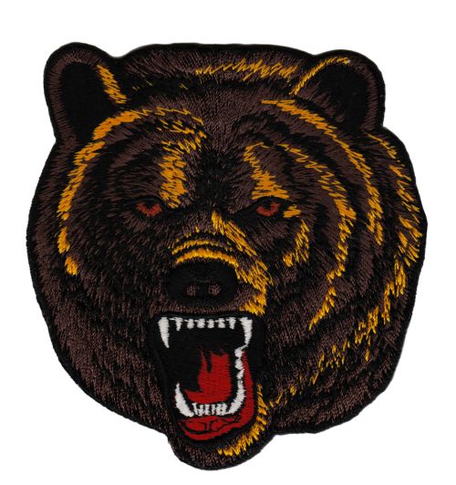 #ab96 Grizzlybär Braun Bär Aufnäher Bügelbild Patch Applikation Größe 8,5 x 9,2 cm