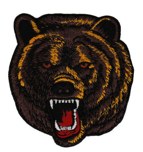 #ab96 Grizzlybär Braun Bär Aufnäher Bügelbild Patch Applikation Größe 8,5 x 9,2 cm