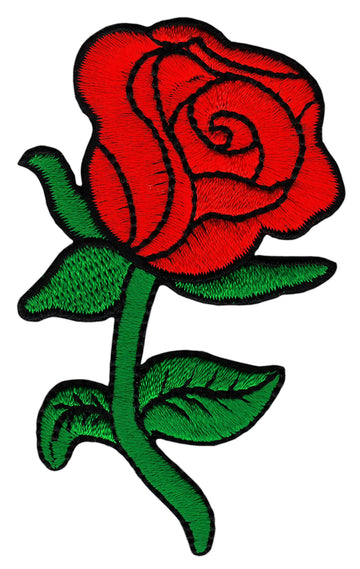 #bk67 Rose Red Flower Blossom Patch Iron-On Application Patch Size 5.0 x 8.3 cm