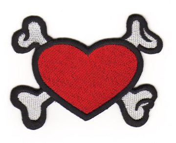 #af04 Herz Rot Knochen Aufnäher Applikation Bügelbild Patch Größe 6,0 x 8,5 cm