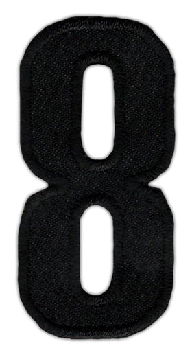 #as58 Number Eight Black Number 8 Patch Iron-On Application Patch Size 2.5 x 5.0 cm
