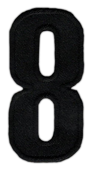 #as58 Nummer Acht Schwarz Zahl 8 Aufnäher Bügelbild Applikation Patch Größe 2,5 x 5,0 cm