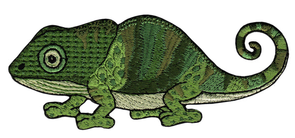 #ac63 Chamäleon Grün Reptil Aufnäher Bügelbild Patch Applikation Größe 10,9 x 4,4 cm