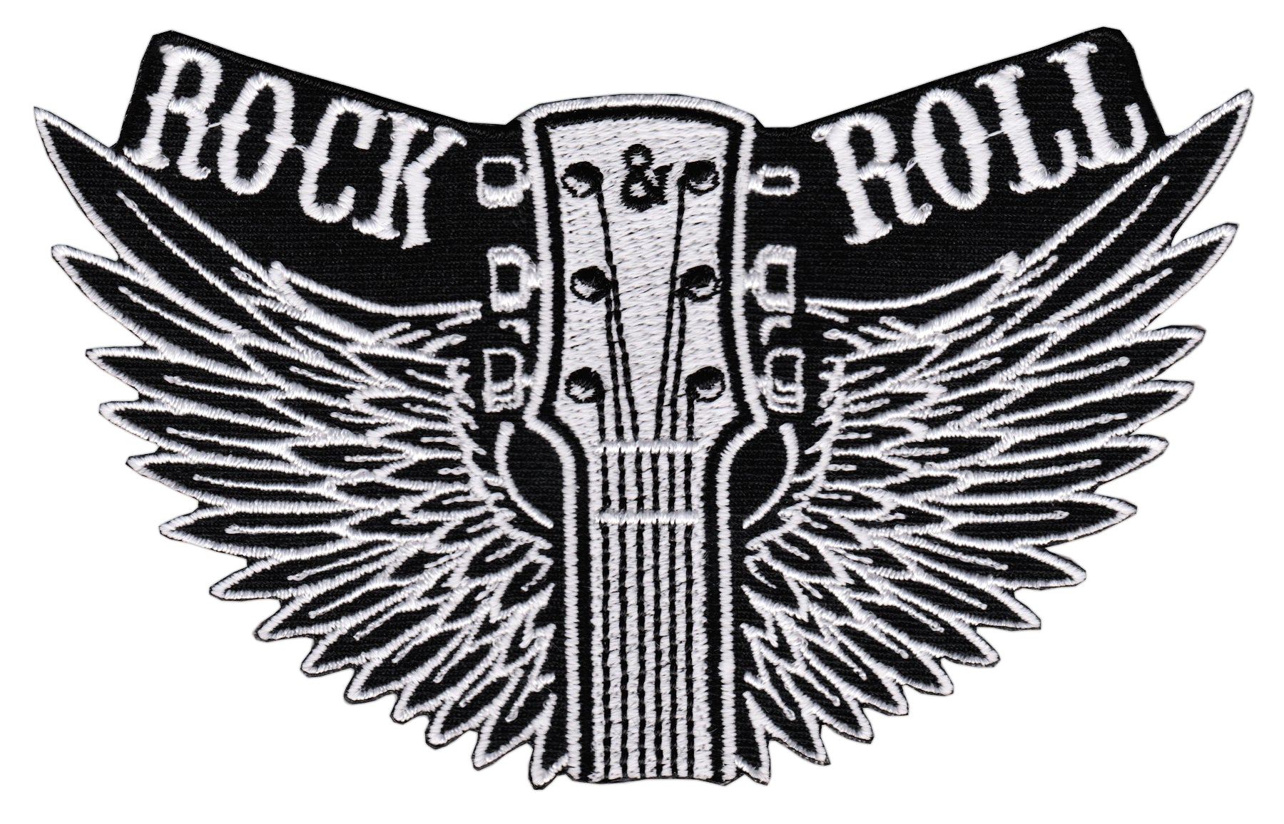 #ab73 Rock N Roll Guitar Music Wings Patch Iron-On Application Patch Size 12.2 x 7.6 cm