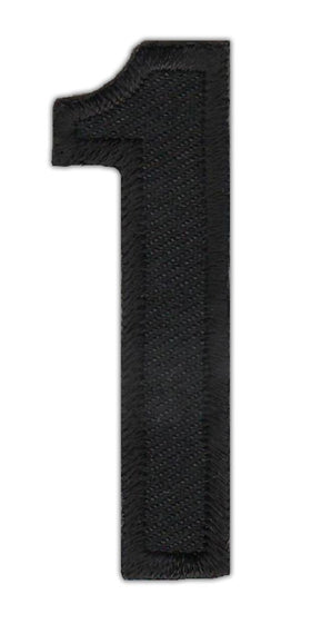 #as39 Number One Black Number 1 Patch Iron-On Application Patch Size 1.7 x 5.0 cm