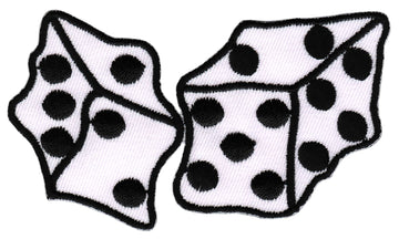 #bk39 Würfel Weiß Rockabilly Aufnäher Bügelbild Applikation Aufbügler Patch Größe 9,0 x 5,3 cm