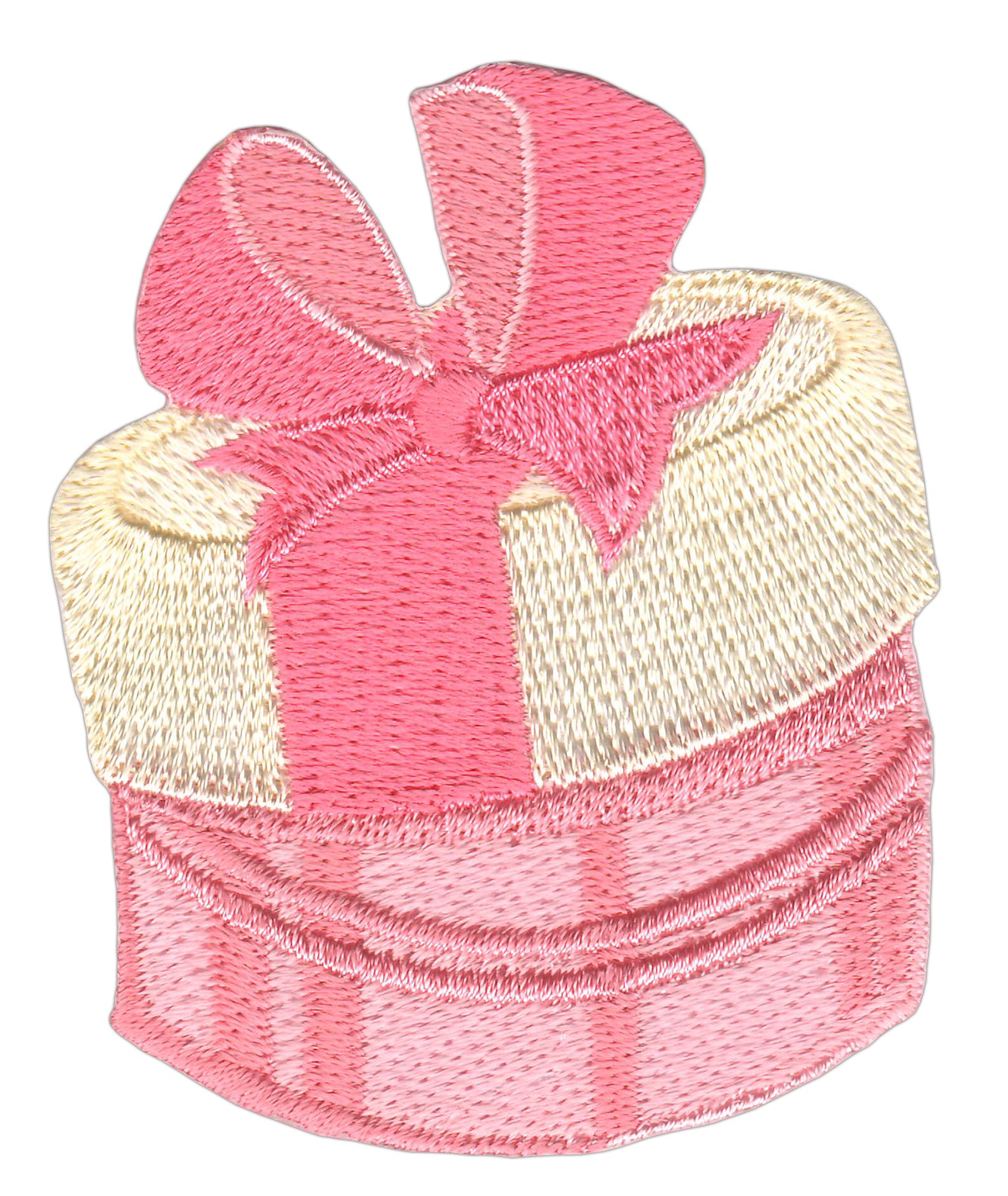 #ae08 Embroidered Gift Box with Bow Pink Sew-On Applique Iron-On Patch Size 5.4 x 6.7 cm