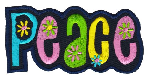 #ab13 Peace Love Flower Hippie Aufnäher Bügelbild Applikation Patch Größe 10,8 x 5,3 cm