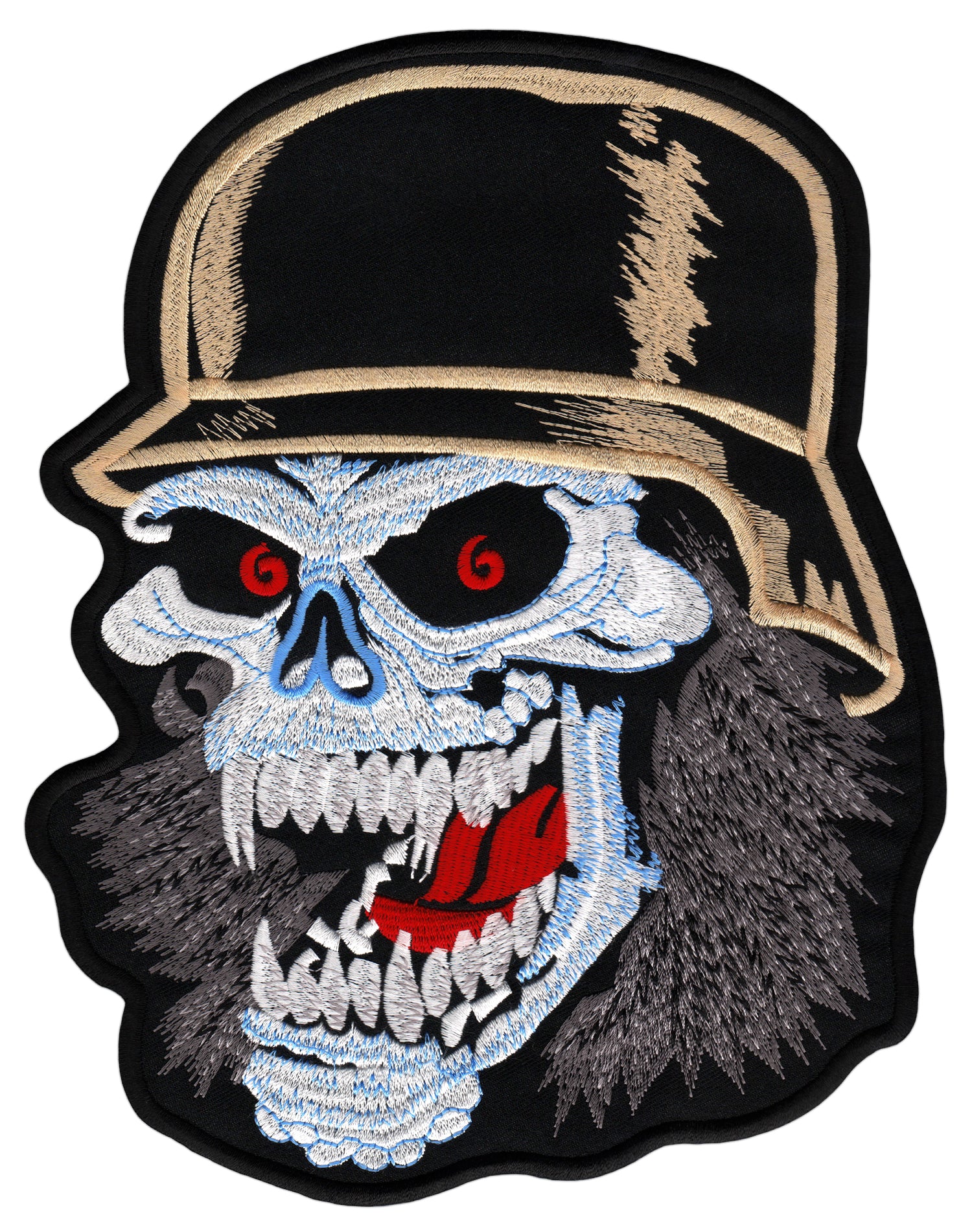 #Backpatch #30 Werwolf Totenkopf Helm Biker Rückenaufnäher Back Patch Groß 18,5 x 23,5 cm