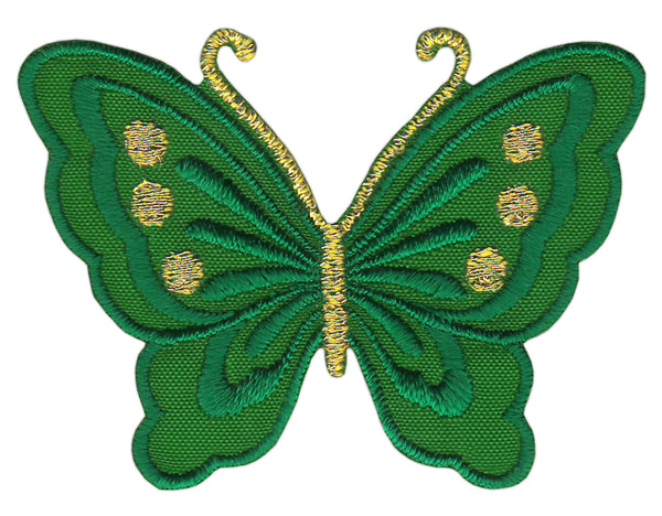 #bk51 Schmetterling klein Grün Aufnäher Bügelbild Applikation Aufbügler Patch Größe 5,2 x 3,7 cm