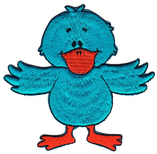 #ad28 Duck Blue Animal Bird Children Patch Iron-On Application Patch Size 8.1 x 7.9 cm