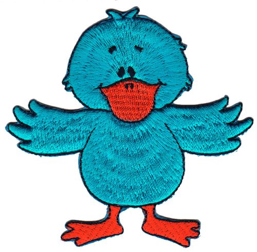 #ad28 Ente Blau Tier Vogel Kinder Aufnäher Bügelbild Applikation Flicken Patch Größe 8,1 x 7,9 cm